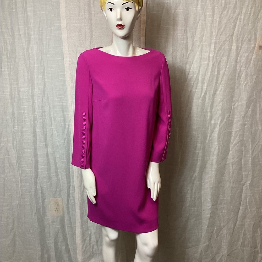Escada Magenta Long-Sleeve Mini/Shift Dress; Size: 38